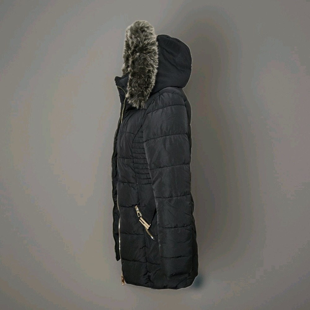 YMI Polyfill Puffer Jacket with Faux Fur Trim Hood and Pop Zippers M Style J1538 - Picture 5 of 16